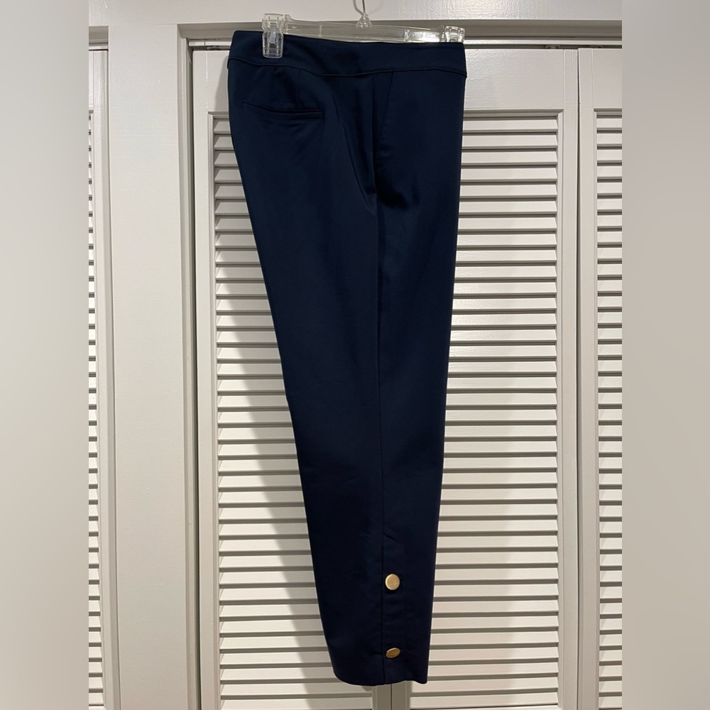 Ann Taylor Factory Navy Size 10 Cropped Dress Pants with Gold Buttons.